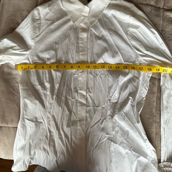 BCBGMaxAzria White Button Down Shirt with Ruffle Cuffs - Picture 6 of 9